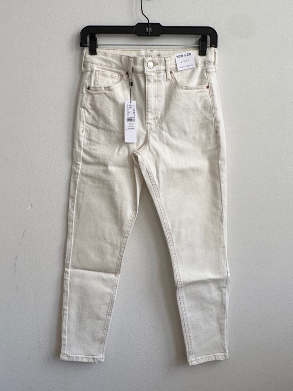 NWT TOPSHOP PETITE Jamie Skinny Jeans in White, Size US 6, W28 L28